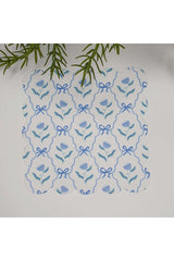 Pastel Mavi Zarif Finyoklar ve Dekoratif Çiçekli Lazer Kesim Kumaş Kokteyl Peçetesi 1 Adet