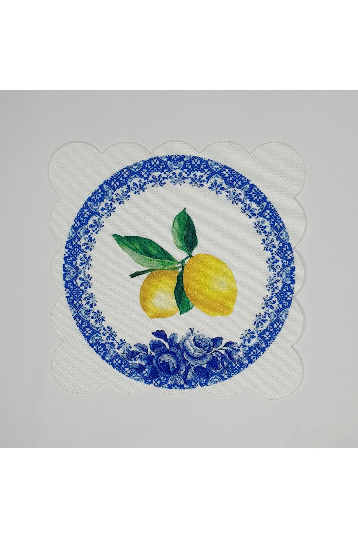 Oval Çini ve Limon Desenli Lazer Kesim Kokteyl Peçetesi