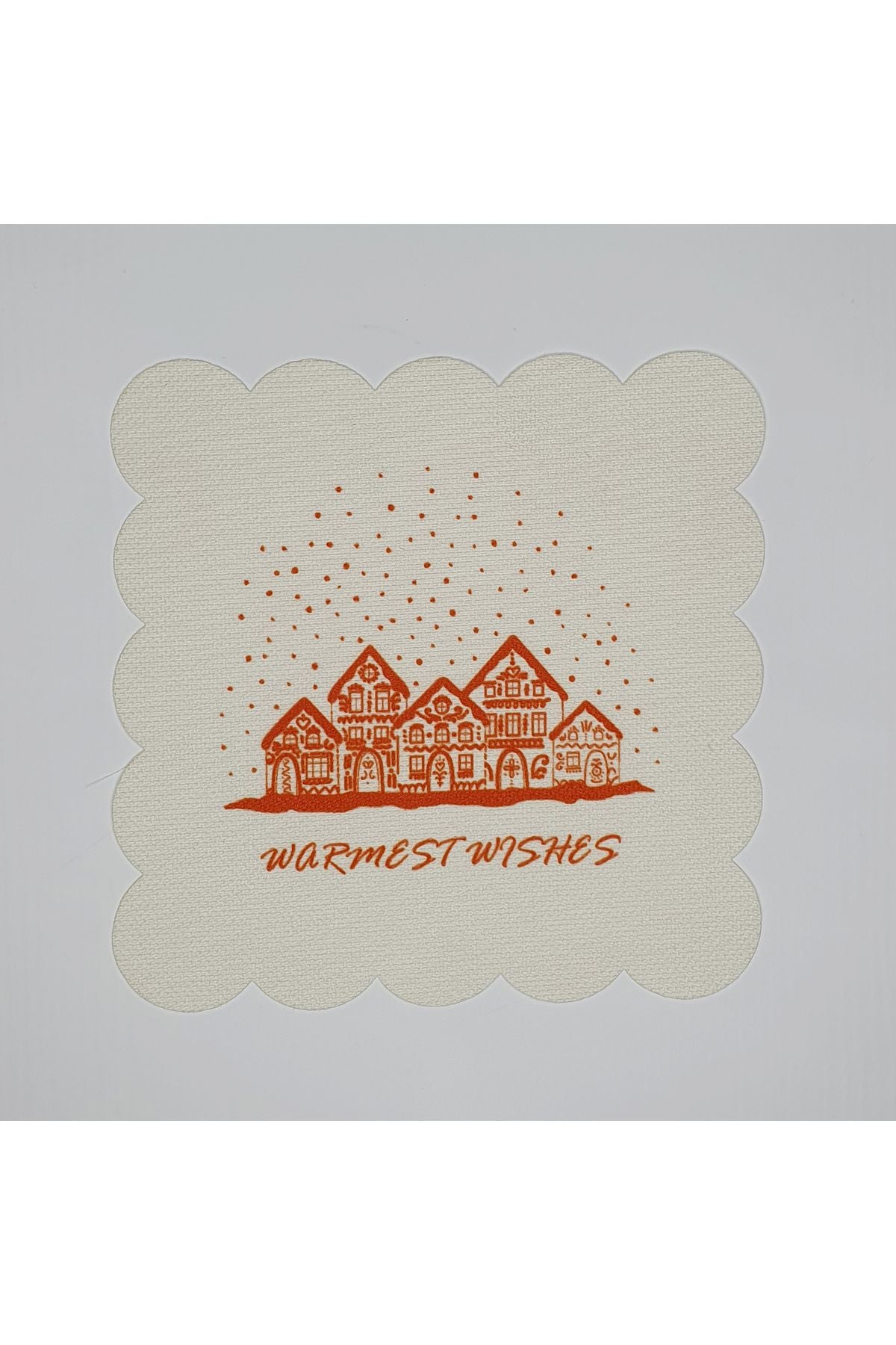 Yılbaşı Ev ve Slogan Desenli Dijital Baskılı Lazer Kesim Kokteyl Peçetesi