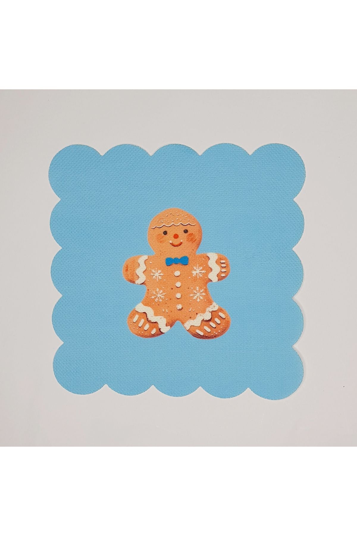 Mavi Zemin Kurabiye Adam Desenli Yılbaşı Konsept Lazer Kesim Kokteyl Peçetesi