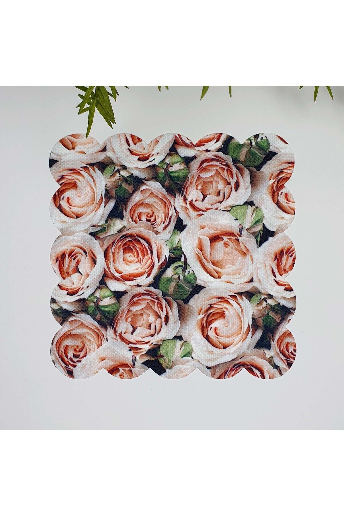 Toz Pembe Gül Desen Tasarımlı Lazer Kesim Kumaş Kokteyl Peçetesi 1 Adet