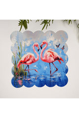 Yağlıboya Romantik Flamingolar Tasarımlı Kumaş Kokteyl Peçetesi 1 Adet