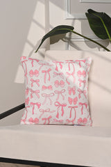 Pink Ribbons Fiyonk Desenli Romantik Kırlent Kılıfı – 43x43cm