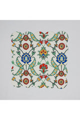 Mavi Yeşil Çini Desen Tasarımlı Dijital Baskılı Lazer Kesim Kokteyl Peçetesi