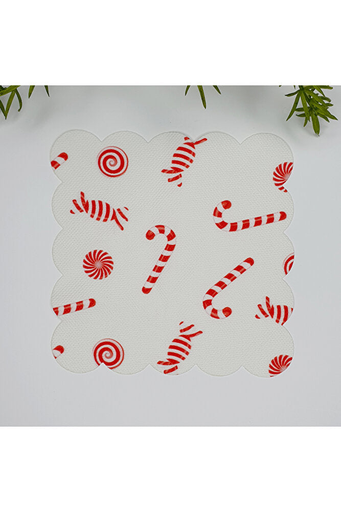 Yılbaşı Temalı Şeker Desenli Dijital Baskılı Kokteyl Peçetesi 1 Adet