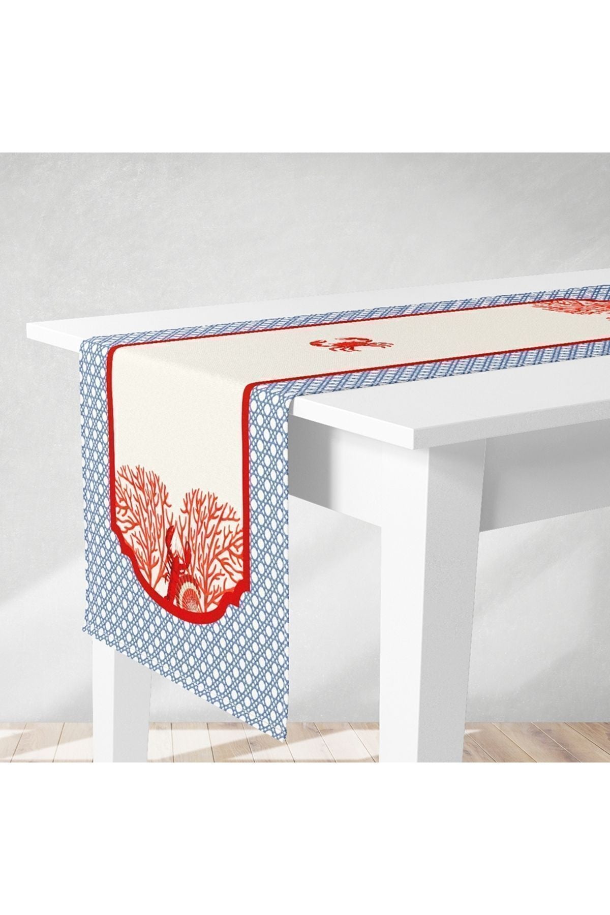 Runner Minimalist Sanat Çizgisi Bitki Hazeran Desenli Dijital Baskılı