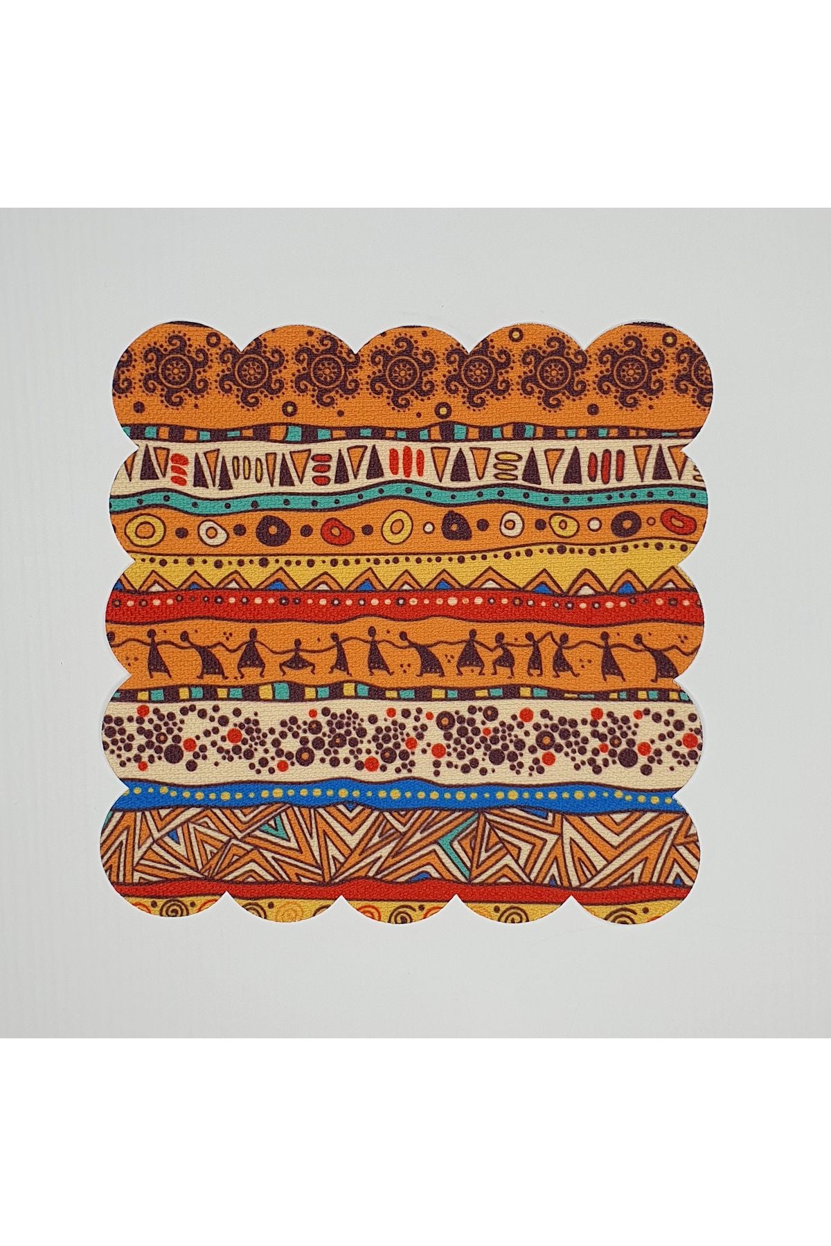 Etnik Afrika Desenli Dijital Baskılı Lazer Kesim Kokteyl Peçetesi