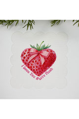Fiyonklu Çilek ve Slogan Tasarımlı Dekoratif Kumaş Kokteyl Peçetesi 1 Adet