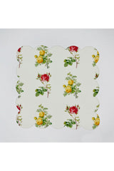 Sarı Pembe Narin Gül Desenli Dijital Baskılı Kokteyl Peçetesi Yıkanabilir Lazer Kesimli