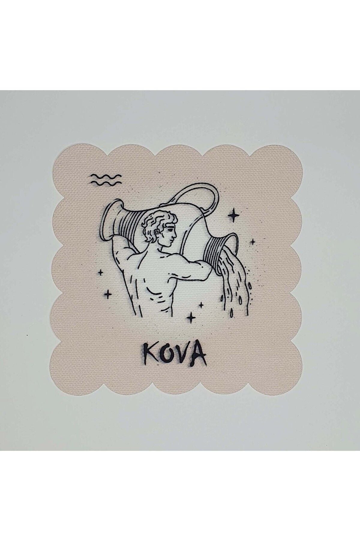 Kova Burcu Desenli Dijital Baskılı Lazer Kesimli Kokteyl Peçetesi