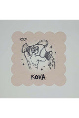 Kova Burcu Desenli Dijital Baskılı Lazer Kesimli Kokteyl Peçetesi