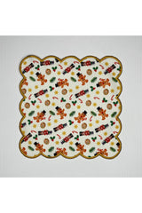 Yılbaşı Sevimli Mini Obje Desenli Dijital Baskılı Nakış Kenar Kokteyl Peçetesi