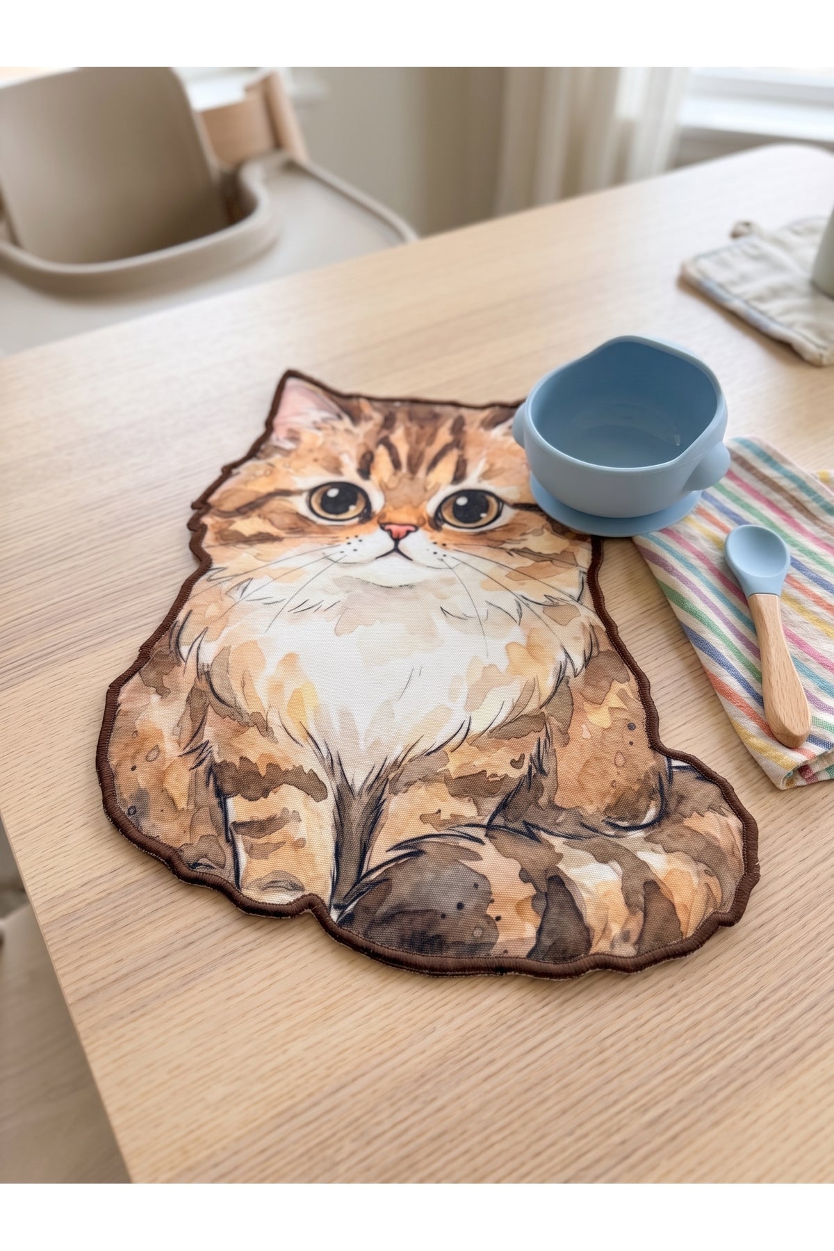 Tekir Kedi Nakış Kenarlı Atıştırmalık Matı 1 Adet