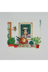 Sulu Boya Kadın Portreli Dijital Baskılı Kumaş Kokteyl Peçetesi Lazer Kesimli