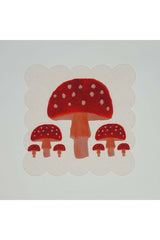 Sulu Boya Mantar Desenli Dijital Baskılı Lazer Kesimli Kokteyl Peçetesi