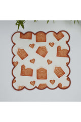 Yılbaşı Kurabiye Ev Desenli Nakış Kenar Kumaş Kokteyl Peçetesi 1 Adet