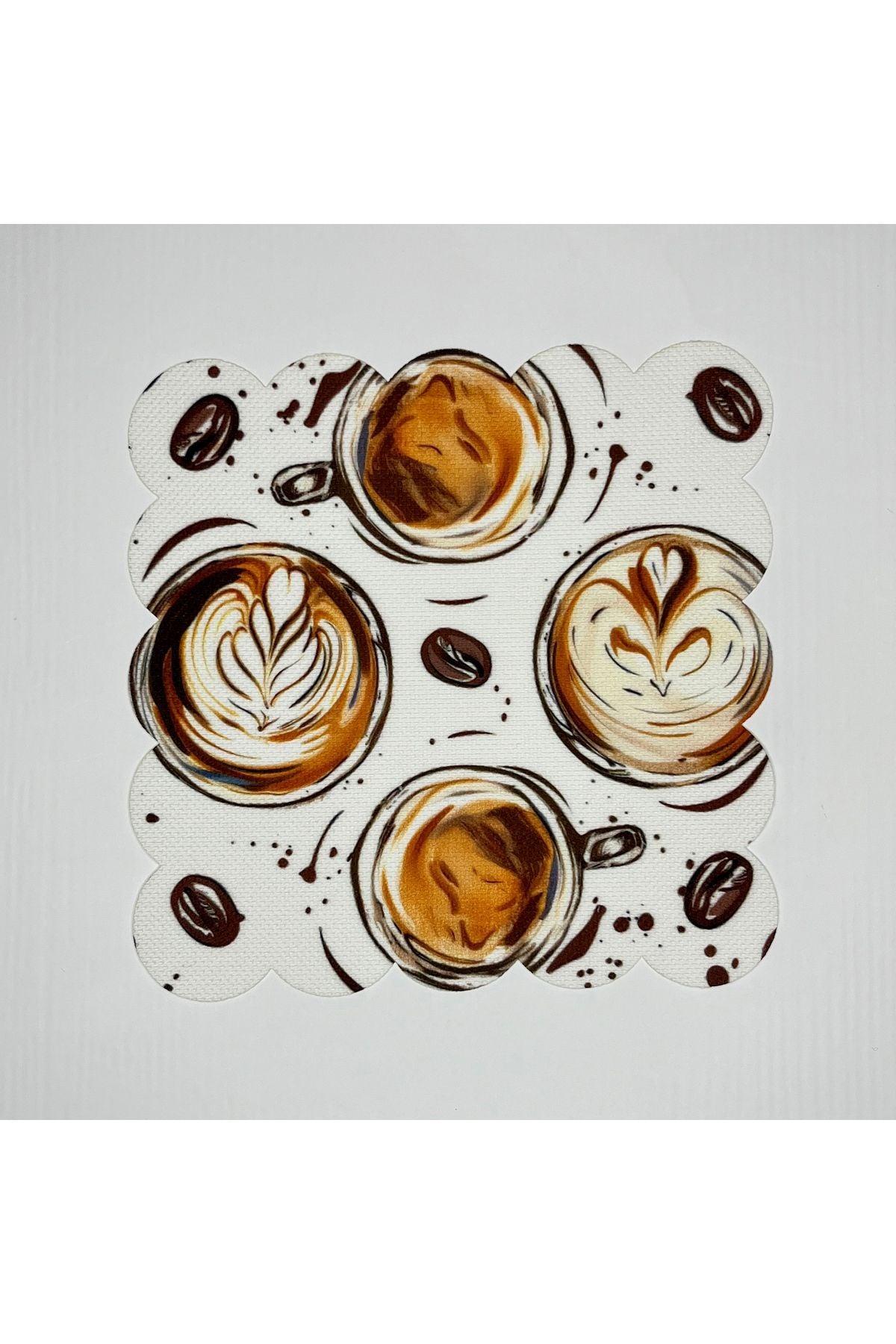 Sulu Boya Dekoratif Latte Desenli Dijital Baskılı Kokteyl Peçetesi