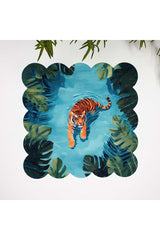 Tropikal Göldeki Güzel Kaplan Tasarımlı Kumaş Kokteyl Peçetesi 1 Adet