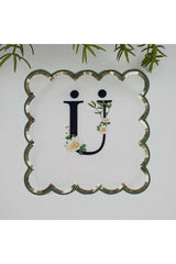 Ü Harfi Baskılı Kişiye Özel Pul İşlemeli Monogramlı Nakış Kenar Pullu Kokteyl Peçetesi 1 Adet