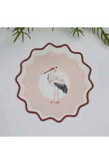 Dekoratif Çizgili Sulu Boya Leylek Tasarım Nakış Kenar Kokteyl Peçetesi 1 Adet