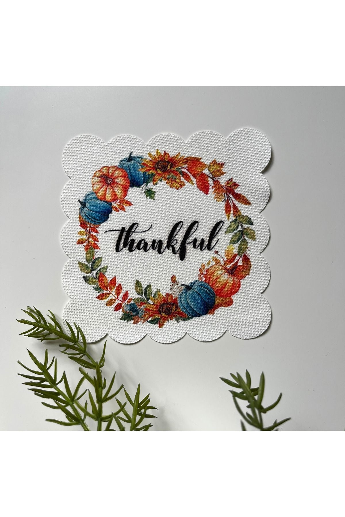 Thankful Kabak Çelenk Desenli Kokteyl Peçetesi Kumaş
