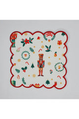 Decorative New Year's Eve Objects and Tin Soldier Patterned Embroidered Cocktail Napkin