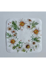 Papatya Çelen Desenli Dijital Baskılı, Kenarı Lazer Kesim Dekoratif Kokteyl Peçeteleri