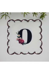 Letter O Printed Personalized Sequined Monogrammed Embroidered Cocktail Napkin with Sequined Edge, 1 Piece