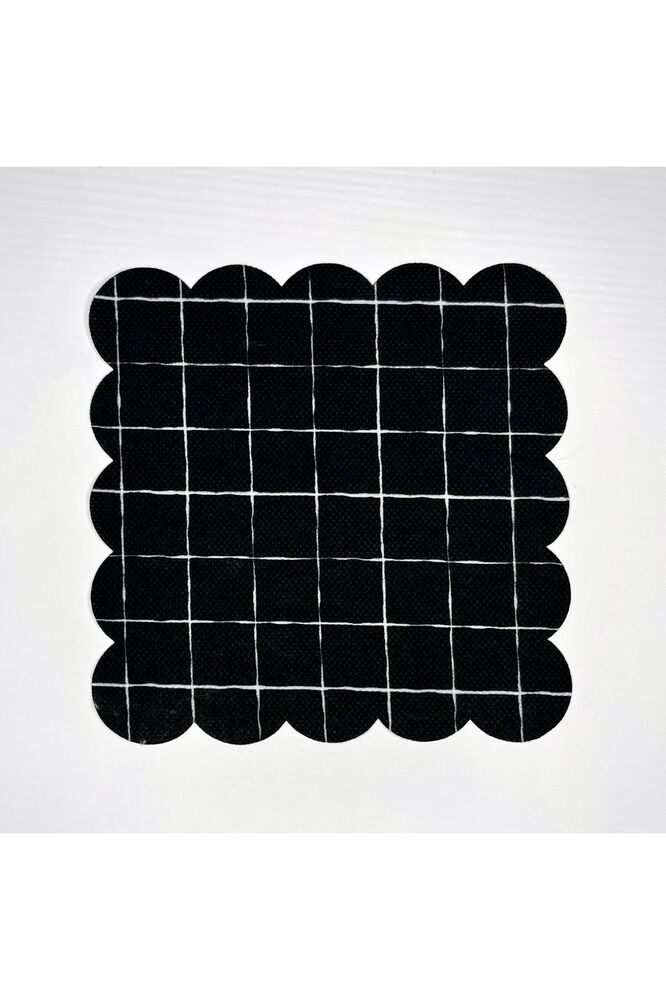 Ekose Siyah Zemin Desenli Dijital Baskılı Kokteyl Peçetesi Yıkanabilir Lazer Kesimli