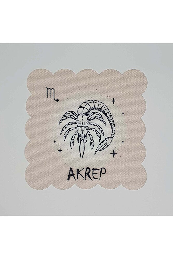 Akrep Burç Desenli Dijital Baskılı Lazer Kesimli Kokteyl Peçetesi