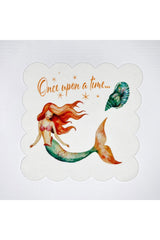 Mermaid and Shell Patterned Digitally Printed Cocktail Napkin Washable Laser Cut