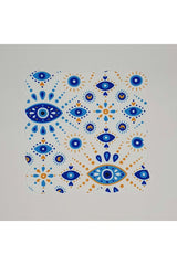 Geometrik Nazar Boncuk Desenli Dijital Baskılı Lazer Kesimli Kokteyl Peçetesi