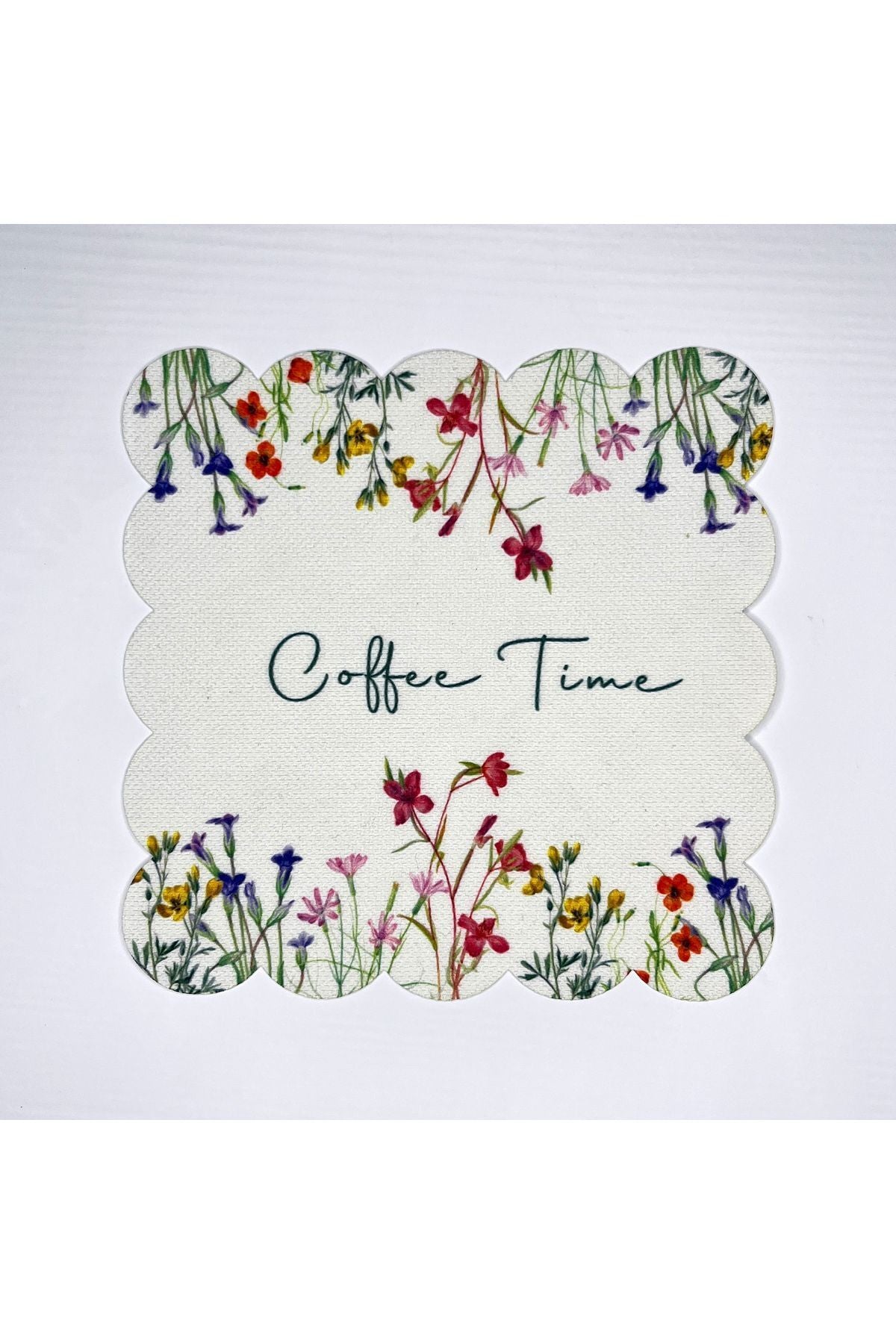Kır Çiçekleri Coffee Time Desenli Dijital Baskılı Kokteyl Peçetesi Yıkanabilir Lazer Kesimli