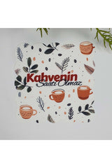 Kahve Sloganlı Dijital Baskılı Lazer Kesim Yıkanabilir Kokteyl Peçetesi