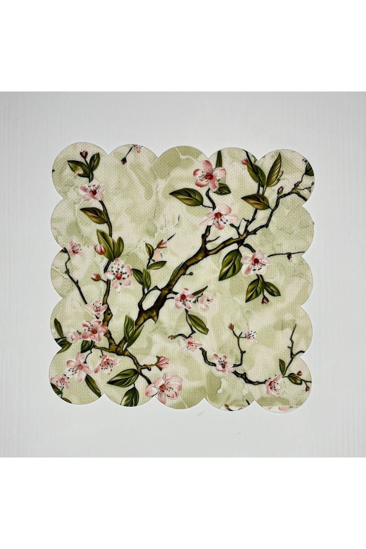 Sulu Boya Tatlı Çiçek ve Dal Desenli Dijital Baskılı Lazer Kesim Kokteyl Peçetesi