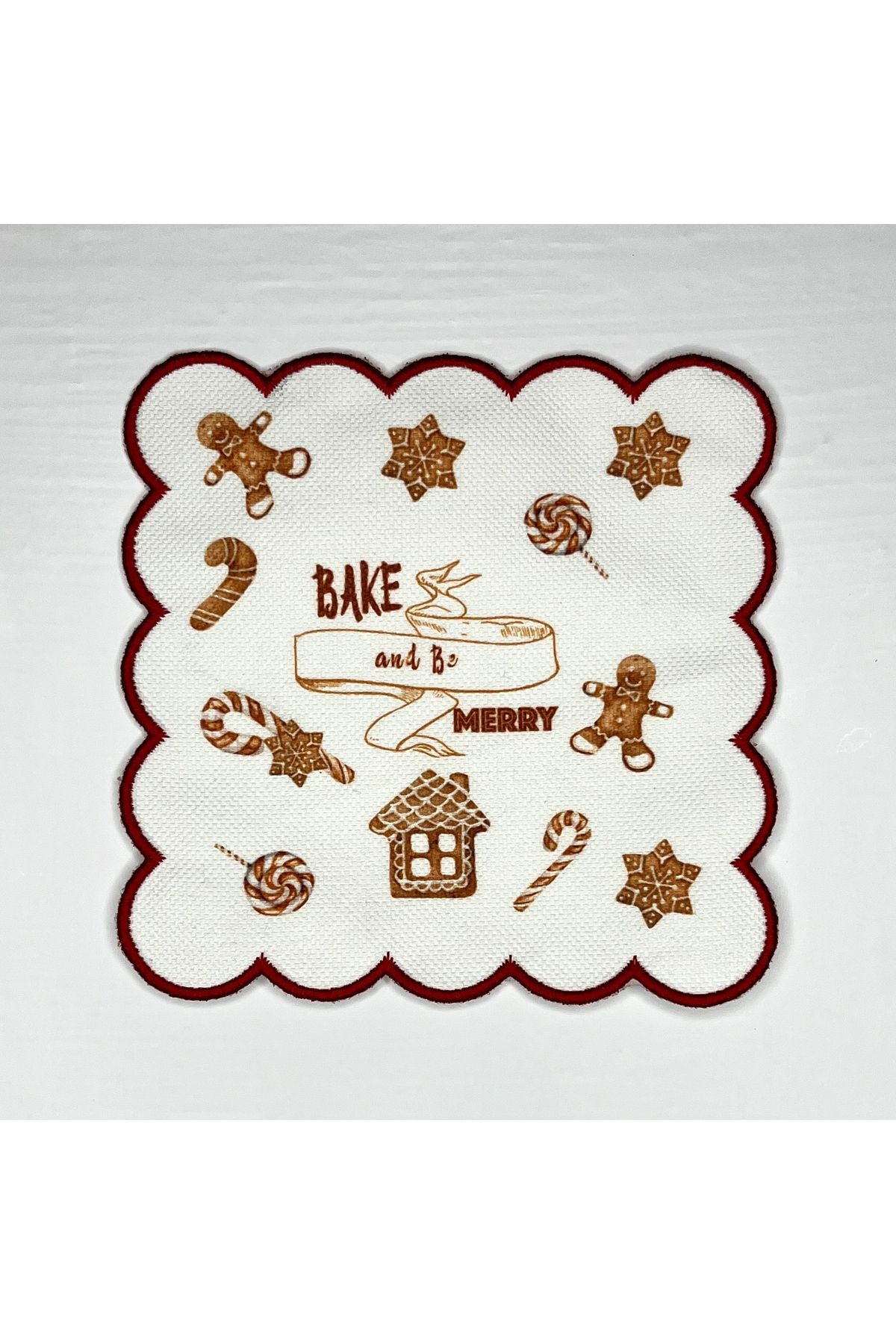 Yılbaşı Kurabiyeleri Desenli Dijital Baskılı Nakışlı Kokteyl Peçetesi