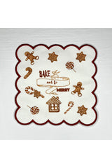 Yılbaşı Kurabiyeleri Desenli Dijital Baskılı Nakışlı Kokteyl Peçetesi