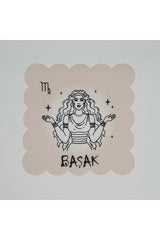 Başak Burcu Desenli Dijital Baskılı Lazer Kesimli Kokteyl Peçetesi