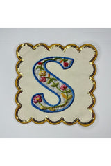 Harf Desenli Nakışlı Pullu Dijital Baskılı Kokteyl Peçetesi Yıkanabilir