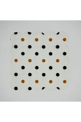 Siyah Sarı Puan Desenli Dijital Baskılı Lazer Kesim Kokteyl Peçetesi