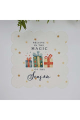 Sulu Boya Yılbaşı Hediye Kutuları ve Slogan Tasarımlı Lazer Kesim Kumaş Kokteyl Peçetesi 1 Adet