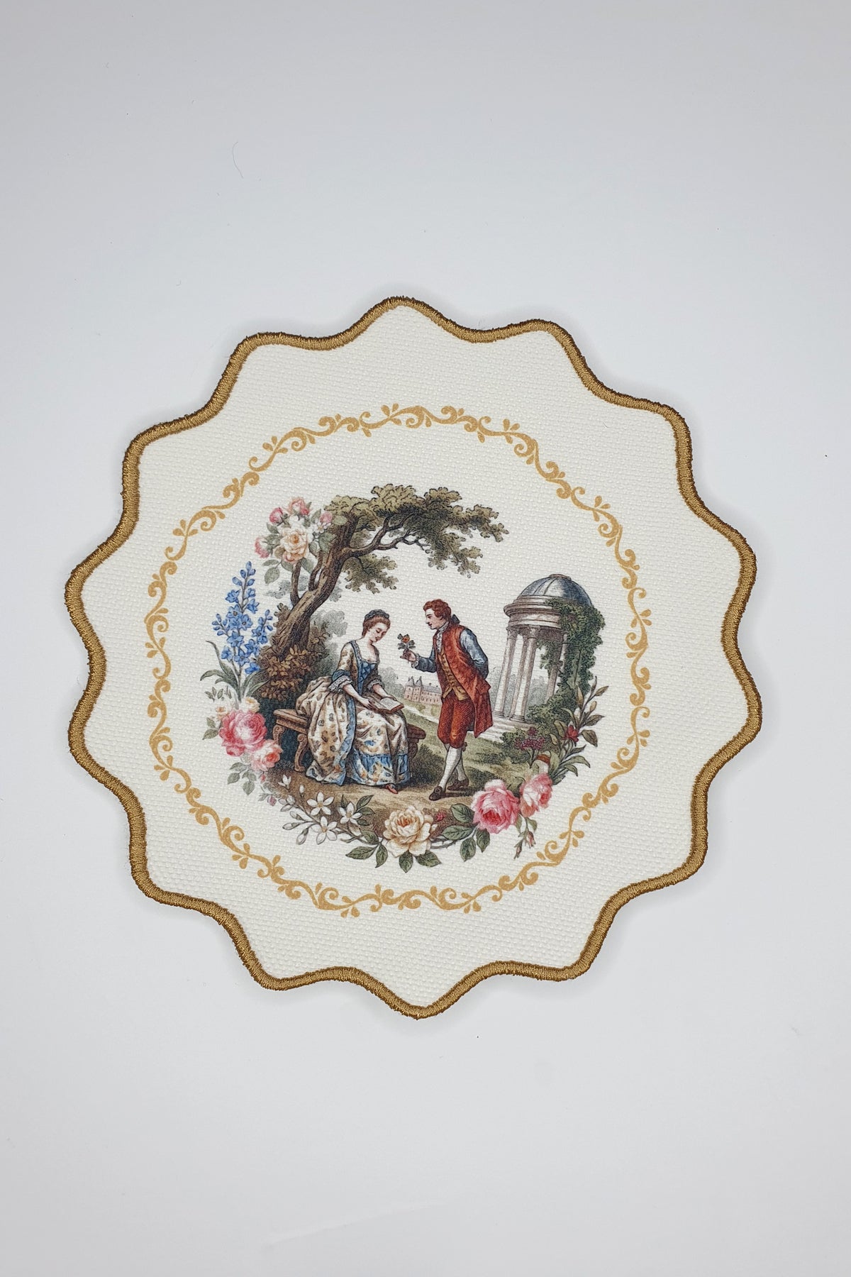 Vintage Romantik Çift Desenli Nakışlı Kokteyl Peçetesi 1 Adet