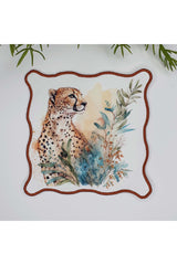 Sulu Boya Asil Çita ve Yaprak Tasarımlı Nakış Kenar Kokteyl Peçetesi 1 Adet