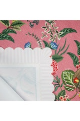 Pembe Zemin Botanik Çiçekler Tasarımlı Lazer Kesim Runner 48x135cm