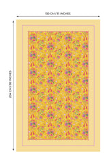 Love Bloom Kalpli Sarı Çiçekler Tasarımlı Masa Örtüsü - 130x204cm
