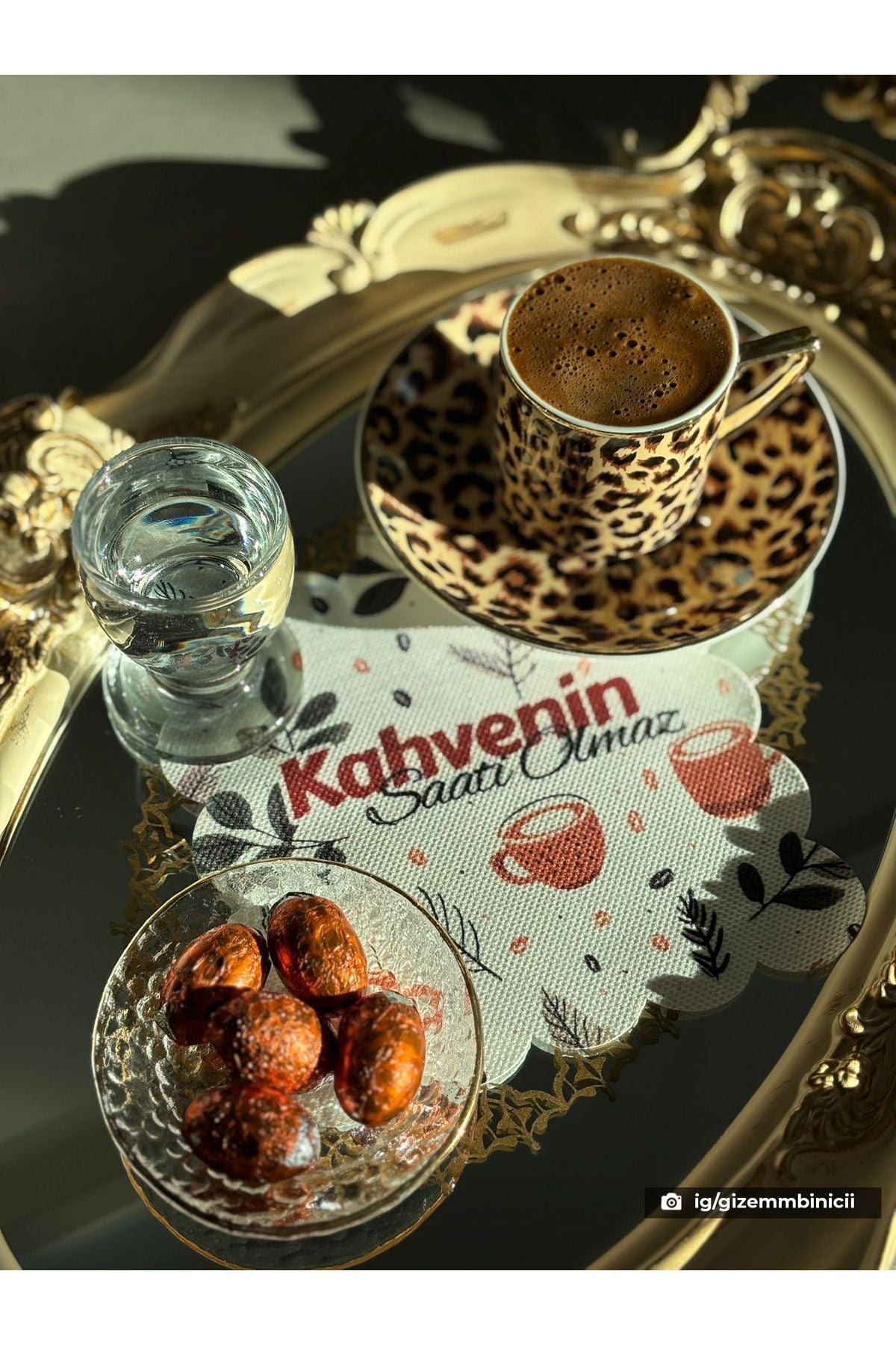 Kahve Sloganlı Dijital Baskılı Lazer Kesim Yıkanabilir Kokteyl Peçetesi