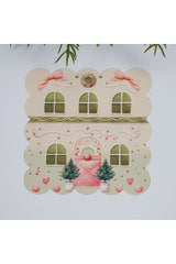 Yeşil Şeker Ev Konseptli Sulu Boya Desenli Lazer Kesim Kumaş Kokteyl Peçetesi 1 Adet