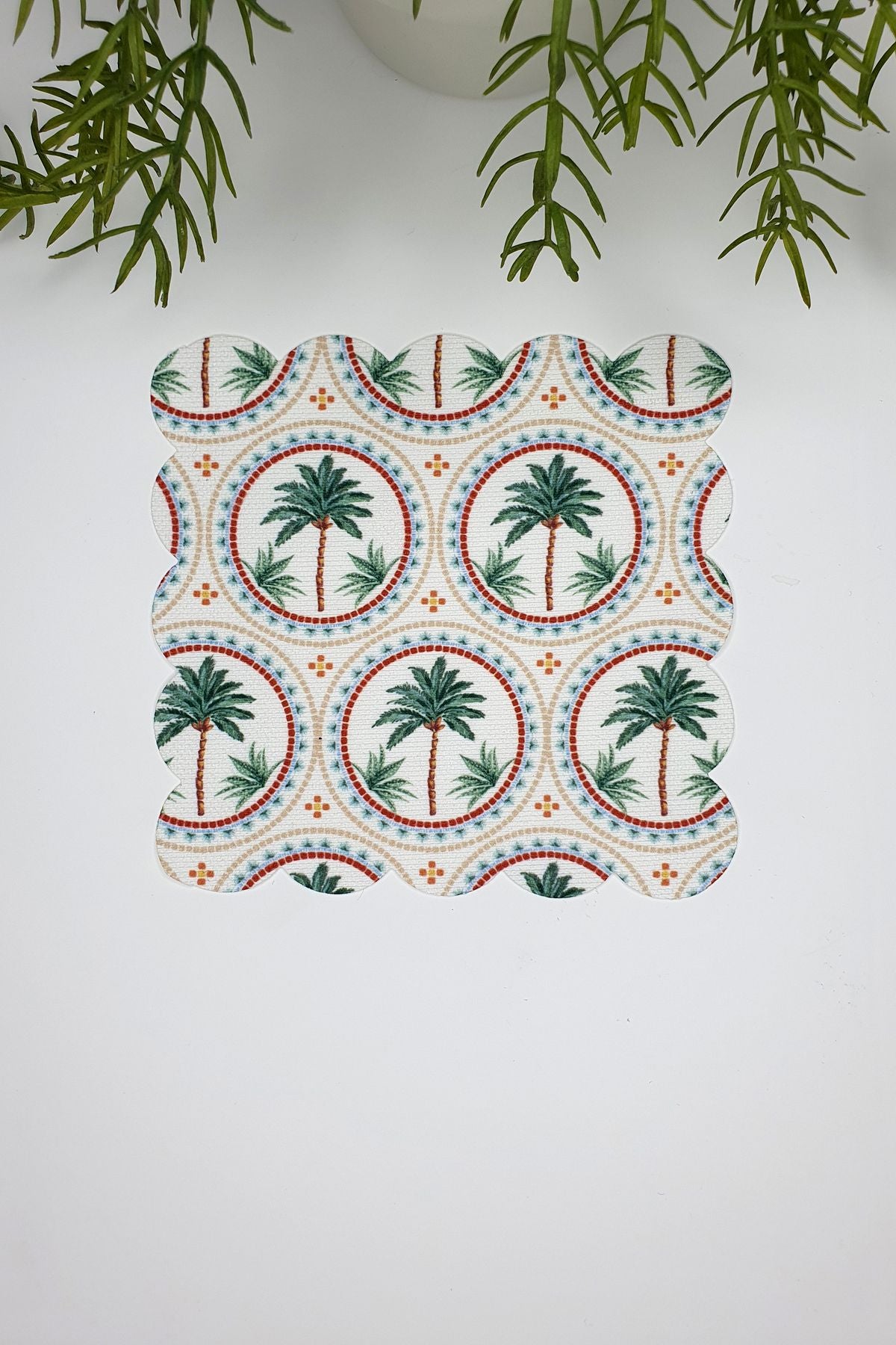 Decorative Palm Tree Design Laser Cut Cocktail Napkin 1 Piece