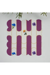 Decorative Purple Stripe Patterned Floral Laser Cut Fabric Cocktail Napkin 1 Piece
