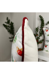 Merry Christmas Sloganlı Dekoratif Bel Yastığı Kılıfı Yılbaşı Desenli Bordo Fitilli - Decofav | Kırlent, Sofra Tekstili, Kumaş
